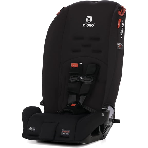 Diono Radian 3R 3-in-1 Convertible Car Seat, Slim Fit 3 Across, Rear-Facing, Forward-Facing & Booster, Steel-Reinforced Frame, Black