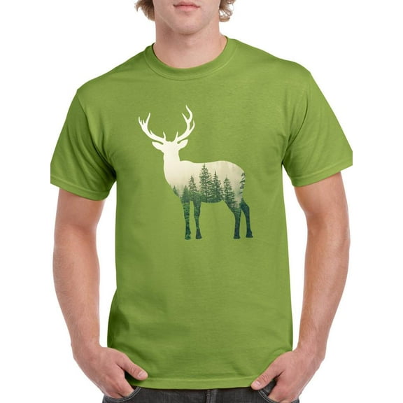 Deer Silhouette Woods Art T-Shirt Men -Smartprints Designs, Male Medium