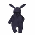 thumbnail image 3 of DHFJKG Infant Toddler Ribbed Hooded Jumpsuits Winter Clothes Long Sleeve Solid Color Button Down Onesie Newborn Lightweight Comfort One-Pieces, 3 of 9