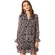 thumbnail image 1 of Vestido Recto Suelto Con Cuello Anudado Con Volantes Florales Para Mujer Negro S, 1 of 6
