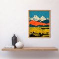 thumbnail image 2 of Winter Mountains Landscape Modern Papercut Blue Orange Mustard Art Print Framed Poster Wall Decor 12x16 inch, 2 of 5