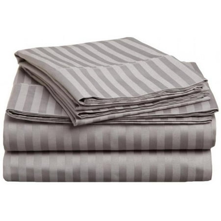 400 Thread Count Egyptian Cotton Twin XL Sheet Set Stripe Grey - Walmart.ca
