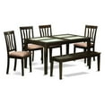 thumbnail image 2 of East West Furniture CAAN6-OAK-C Kitchen Dinette Table & 4 Chairs & Also A Wooden Bench, Oak, 2 of 4