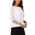 thumbnail image 4 of INSPIRE CHIC Work Shirts for Women's Office Half Sleeve Crew Neck Dressy Casual Tops XS White, 4 of 6
