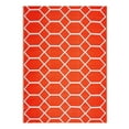 thumbnail image 4 of Outdoor Rug - Folded Design - Recycled Plastic Mat for Patio, Camping, Beach, Balcony, Porch, Deck - Weather, Water, Stain, Lightweight, Fade and UV Resistant - Miami - Orange & White, 4 of 5