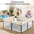 thumbnail image 2 of Foldable Baby Playpen with Mat, Collapsible Play Pen for Babies and Toddlers, Indoor & Outdoor Kids Safety Play Pen, Portable Play Yard with 50 Ocean Balls, 50"×50", Yellow, 2 of 8