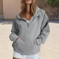 thumbnail image 2 of Mohiass Womens Sweatshirts Half Zip Pullover Fleece Quarter Zipper Hoodies 2025 Fall Fashion Clothes Gray 2XL, 2 of 7