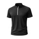 thumbnail image 4 of pstuiky Camisas casuales de manga corta para hombre, Camiseta deportiva de verano para hombre, de color liso, ajustada, con cremallera, de manga corta y cuello alto camisas casuales para hombre l, 4 of 5
