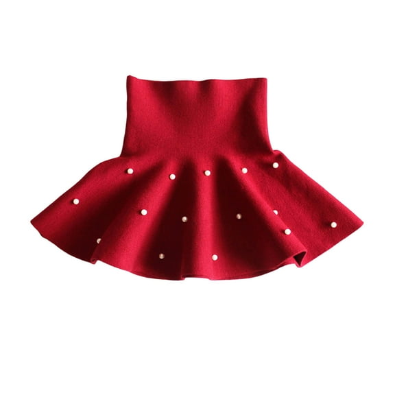 GigrtiJin Toddler Girls Flared Pleated Skirt Solid Color High Waist Cotton Skirt Casual Knitted Skort 3-13 Years
