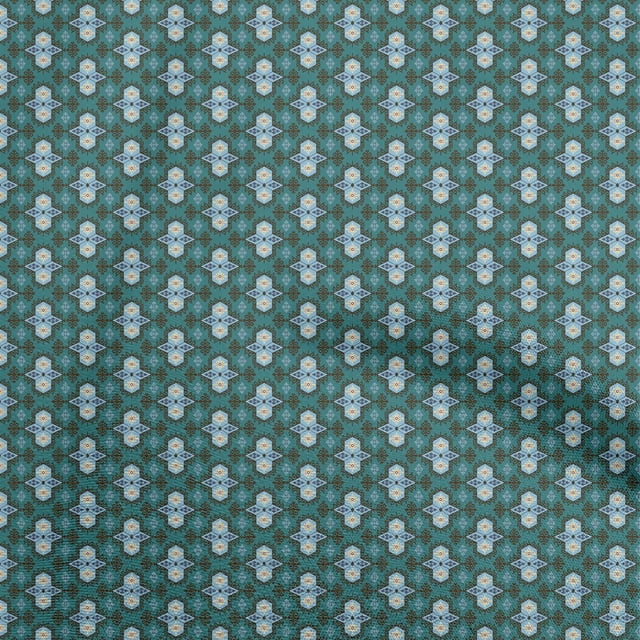 oneOone Polyester Spandex Turquoise Green Fabric Asian Kilim Sewing Craft Projects Fabric Prints By Yard 56 Inch Wide