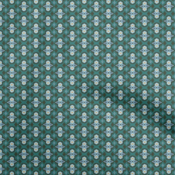 oneOone Viscose Jersey Turquoise Green Fabric Asian Kilim Quilting Supplies Print Sewing Fabric By The Yard 60 Inch Wide