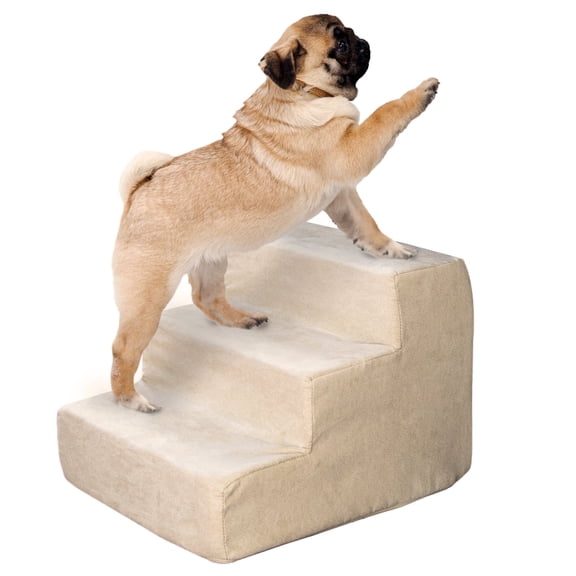PETMAKER 3-Step Pet Stairs with Removable Zippered Microfiber Cover (Tan)