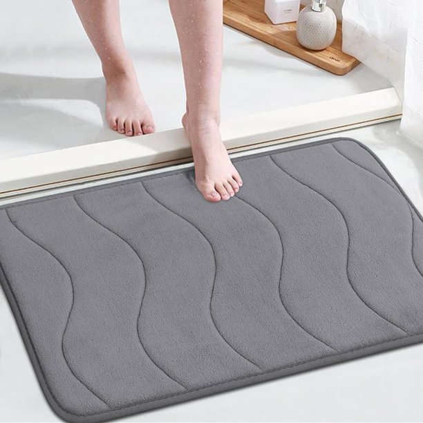 Alfombra viscoelástica para baño Flamingo P, 50 x 80 cm, color gris