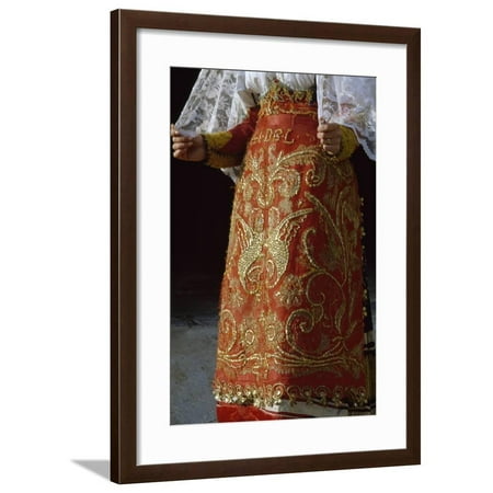 Embroidery on Sottana (Skirt) of Traditional Castrovillaresi Costume, Calabria, Italy, Detail Framed Print Wall