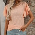 thumbnail image 2 of RMGVDSD Womens T Shirts Women's Summer T Shirt With Floral Cutout And Ruffle Sleeves Casual Wear Leisure Tshirts, 2 of 9