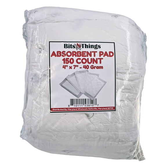 Bits N Things White Absorbent Pads | Disposable Standard Supermarket Meat Poultry Frozen Food Pad | 4 x 7 | 40 gram | Pack of 150