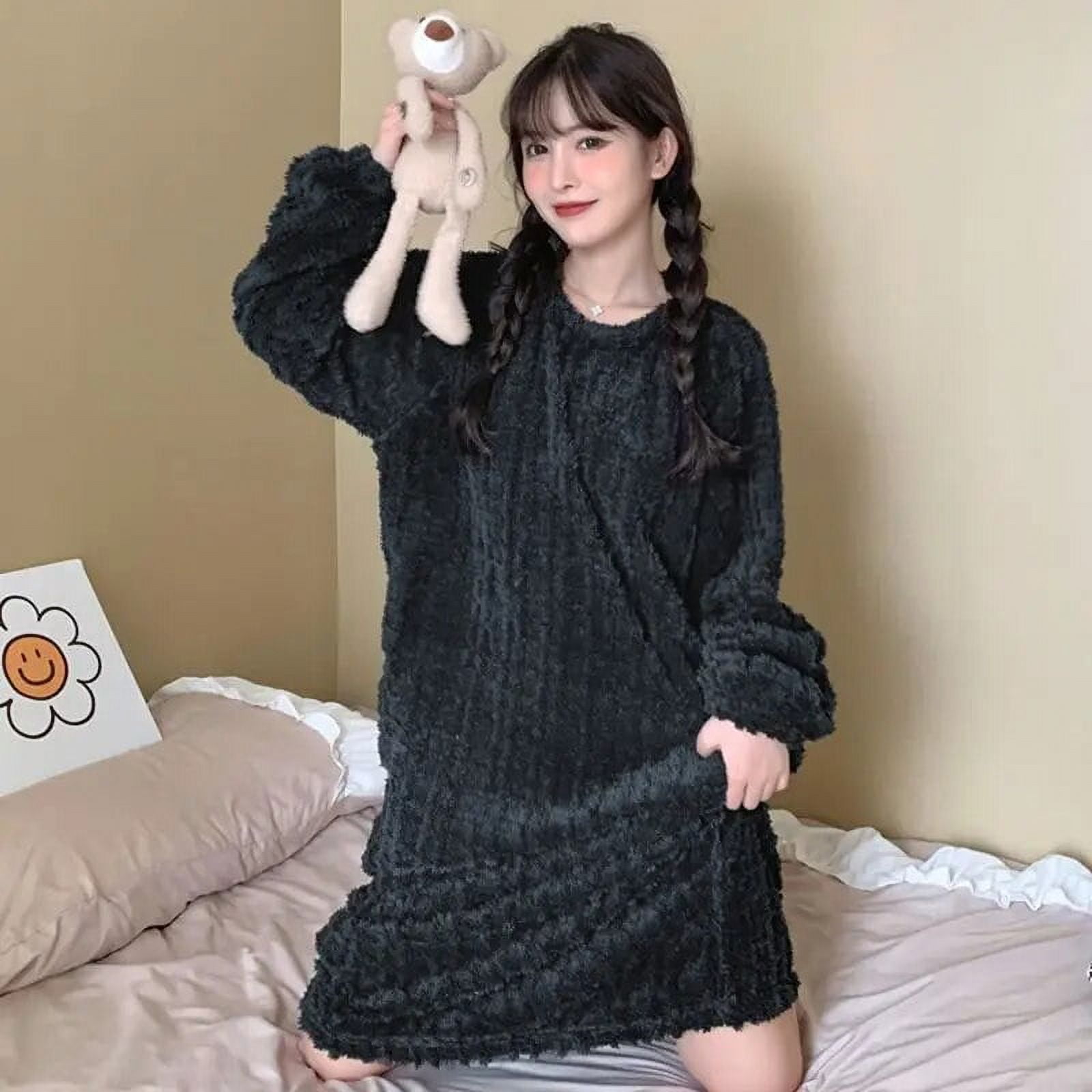 激安な Municipal Fleece Nightgown Sleepwear Womens Winter Night Clothing
