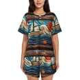 thumbnail image 1 of Fotbe Whimsical Sailboat Ocean Art Conjunto de Pijama Estampado para Mujer, 2 Piezas, Ropa de Dormir con Camiseta de Manga Corta y Shorts Suaves-4X-Large, 1 of 6