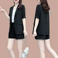 thumbnail image 4 of Jinhomg Business Sets for Women 2 Piece Summer Office Short Suits Dressy Casual Notched Lapel One Button Blazer Jacket with Dress Shorts Black XXXXXL, 4 of 6