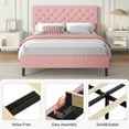 thumbnail image 6 of 4 EVER WINNER Queen Bed Frame, Queen Upholstered Platform Bed with Button Tufted Headboard, Pink Queen Bed Frame, Pink, 6 of 7