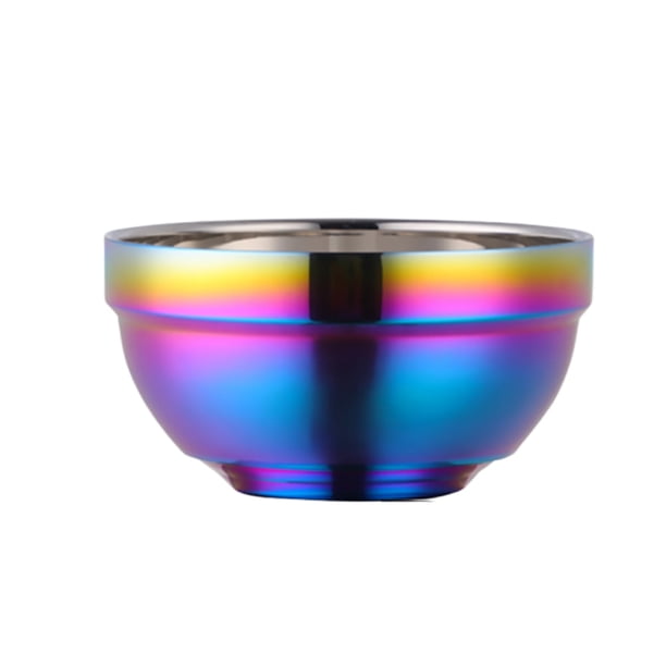 EeaseMX Tazón de acero inoxidable con aislamiento de doble capa, grueso y anticaídas para refrigerios domésticos (estilo adulto colorido)