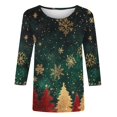 thumbnail image 5 of Fiudx Ofertas y Liquidaciones Camiseta con Estampado Navideño a La Moda para Mujer, Blusa con Mangas 3/4, Tops Informales con Cuello Redondo, 5 of 5