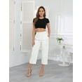 thumbnail image 7 of HDE Women's Pull On Linen Capri Cropped High Waisted Pants White - L, 7 of 7