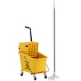 thumbnail image 2 of HOMCOM Mop Bucket with Wringer on Wheels for Floor Cleaning, 38 Quart Down Press Wringer with Handle, Yellow, 2 of 9