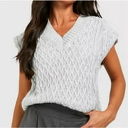 Boohoo Petite Cable Knit Sweater Vest, Size S