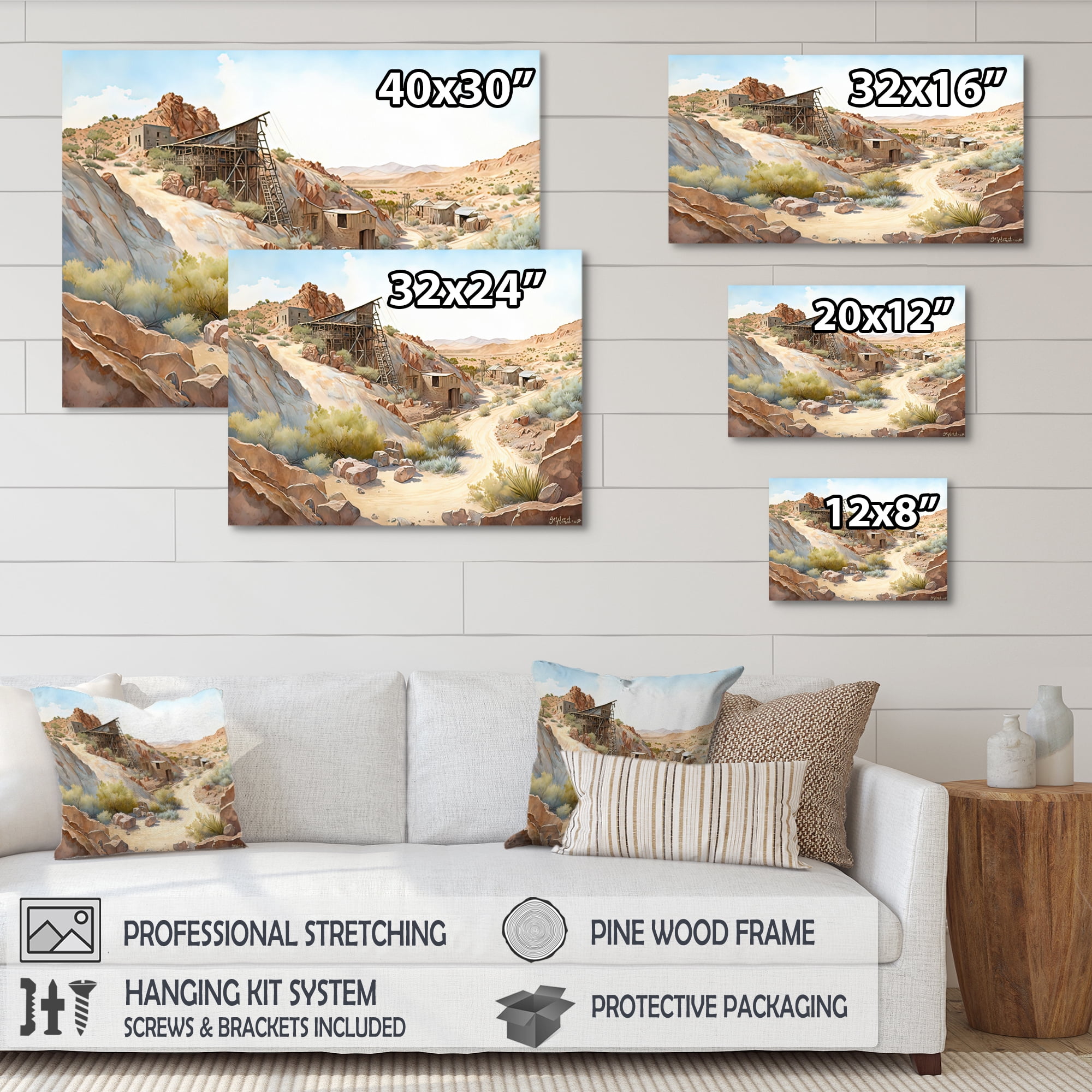 Designart Wild West Mine In Arizona V Canvas Wall Art