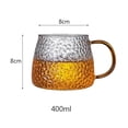 thumbnail image 2 of Tazas de café de vidrio martillado, 13.5 oz, de vidrio texturizado transparente con asa for el hogar, la oficina y cafeterías., 2 of 6