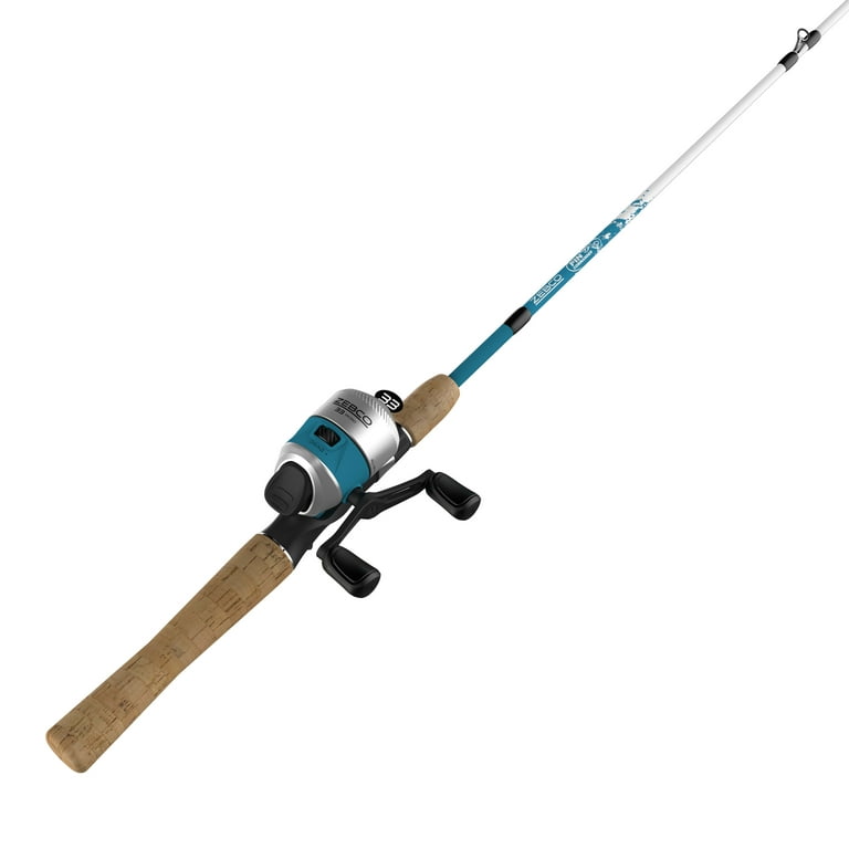 Zebco Fin Commander Spincast Reel and Fishing Rod Combo, 5-Foot 2-Piece  Fishing Pole, Size 10 Reel, Changeable Right- or Left-Hand Retrieve,  Pre-Spooled with 4-Pound Cajun Line, Blue 