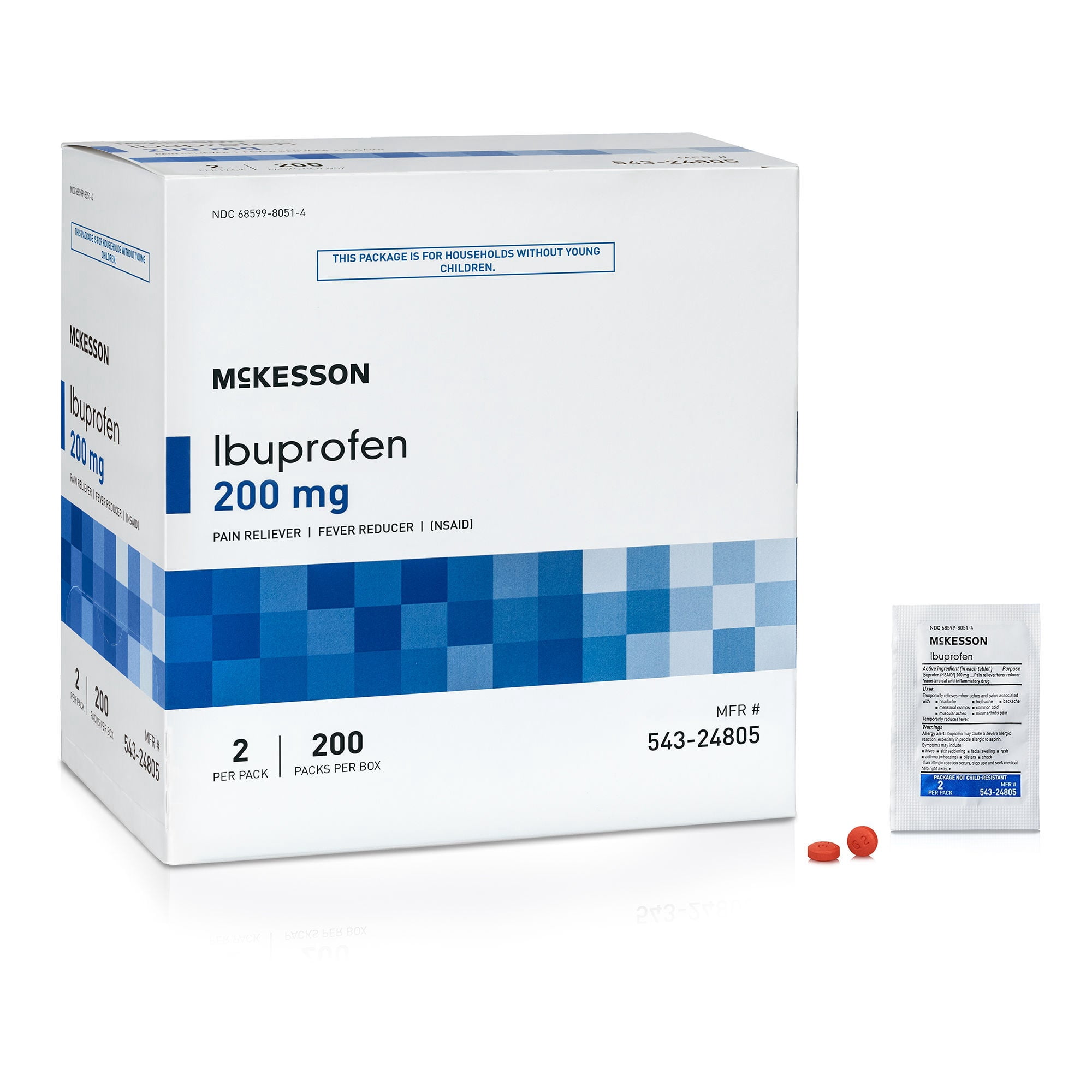 McKesson Unflavored Pain Relief Ibuprofen Tablet, 200 per Box