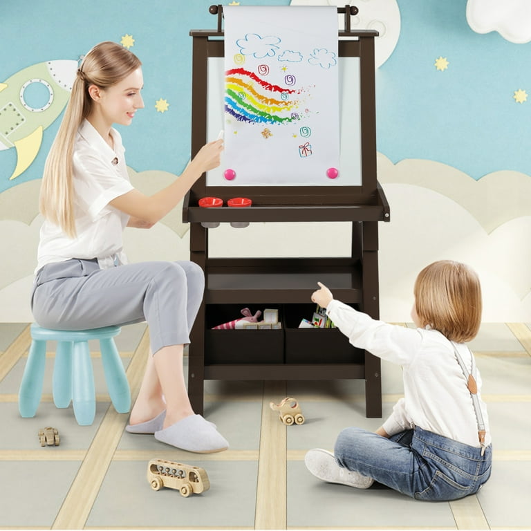 Skyelta Art Easel for Kids Ages 2-4 4-8 9-12,100+ Accessories,Magnetic  Chalkboard/Whiteboard,3-Level Height Adjustable,Gift & Art Supplies for Kids
