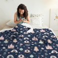 thumbnail image 3 of Princess and Carriage Blue Pattern Soft Sherpa Fleece Throw Blanket, Warm Cozy Plush Blanket for Sofa Bed Couch, All Season, 60"x80", 3 of 5