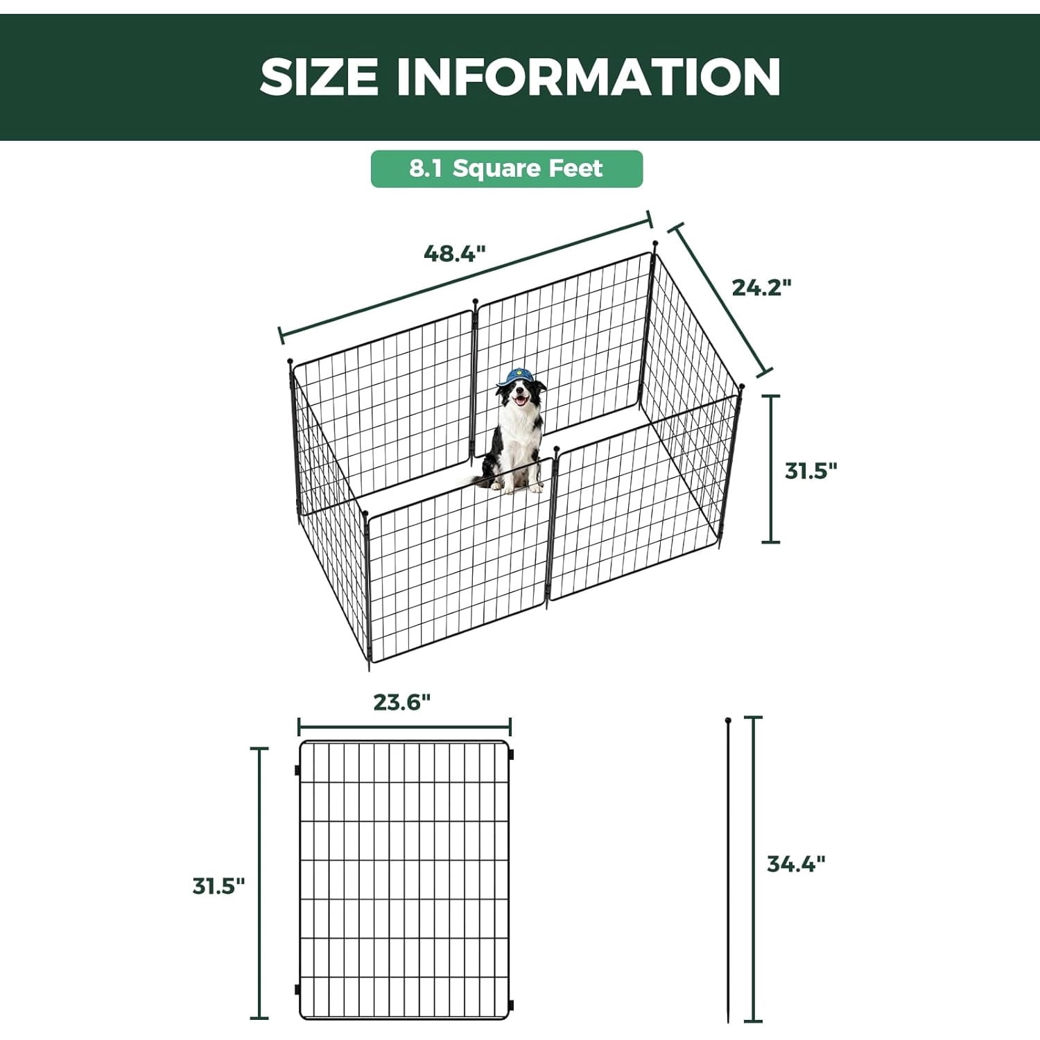 Unleashed Dog Playpen, Indoor Exercise Pen with Expandable & Portable Design, for Small and Medium Dogs, 32-inch 6 Panels