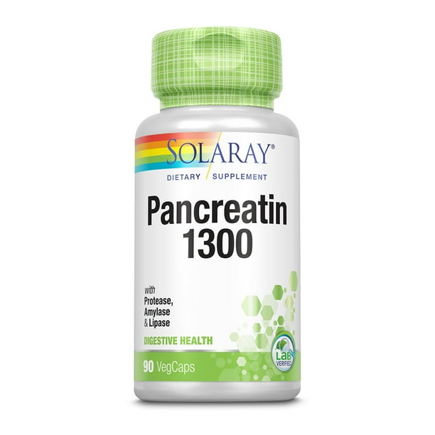 Solaray Pancreatin 1300 Pancreatic Digestive Enzymes Plus Papaya for