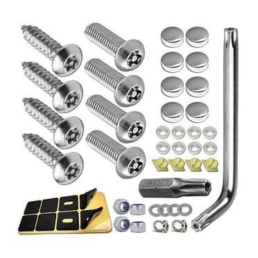 CENL License Plate Screws Stainless Anti Theft License Plate Screws Security License Plate Screws Accessories Bolts Fasteners Kits for Securing License Plates 1 Set