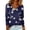 Dark Blue, variant on Women Long Sleeve Shirt Floral Print Oversized Casual Shirts Summer Cowl Neck Loose Fit Pullover Tops Dressy Work Blouses White XL