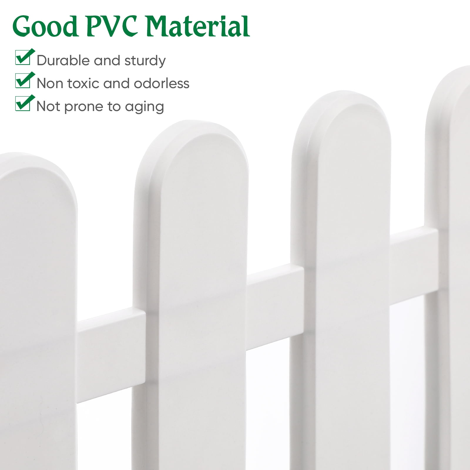 TOYMYTOY 2Pcs White Plastic Picket Fence Garden Barrier Decorative Yard Landscape Edging