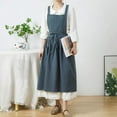 thumbnail image 2 of Brief Nordic Wind Pleated Skirt Cotton Linen Apron Women Girls Vintage Apron Gardening Works Cross Back Pinafore Dress, 2 of 10