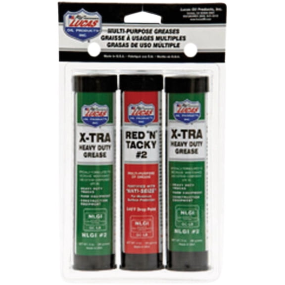 Lucas Oil 10315 Multi-Purpose Grease Combo Pack - 1 Red N Tacky 3 Ounce, 2 X-Tra HD 3 Ounce — Residential Use, Standard Application