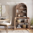 thumbnail image 3 of BELLEZE Arched Bookshelf with Glass Doors, 71" Tall Wood Display Cabinet with Adjustable Shelf and Hutch, 5 Tier Modern Bookcase Shelf with Storage for Living Room Office, Camel, 3 of 7