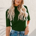 thumbnail image 2 of RYRJJ Womens Tops Dressy Casual Cute Plain Tops Fashion Mock Turtleneck Business Slim Fitted T Shirts(Green,M), 2 of 8