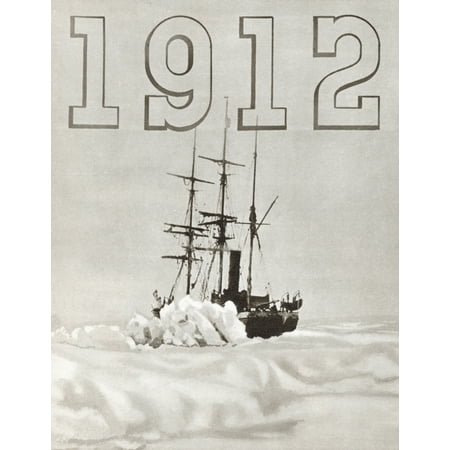 The Terra Nova ship used by  Robert Falcon Scott during The Terra Nova Expedition to the south pole in 1912  From The Story of 25 Eventful Years in Pictures published 1935 Poster Print by Hilary