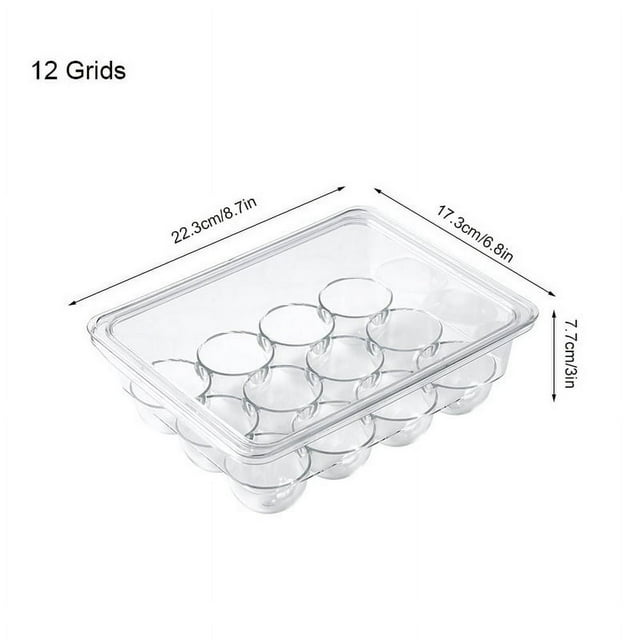 Boîte de Rangement pour Ufs avec Couvercle et Poignée Élargie Réutilisable Transparente Empilable pour Réfrigérateur Neuf - 12 Compartiments