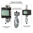thumbnail image 3 of Digital Hanging Scale 1000kg/ 2204lbs Portable Heavy Duty Crane Scale LCD Backlight Industrial Hook Scales Unit Change/Data Hold, 3 of 6