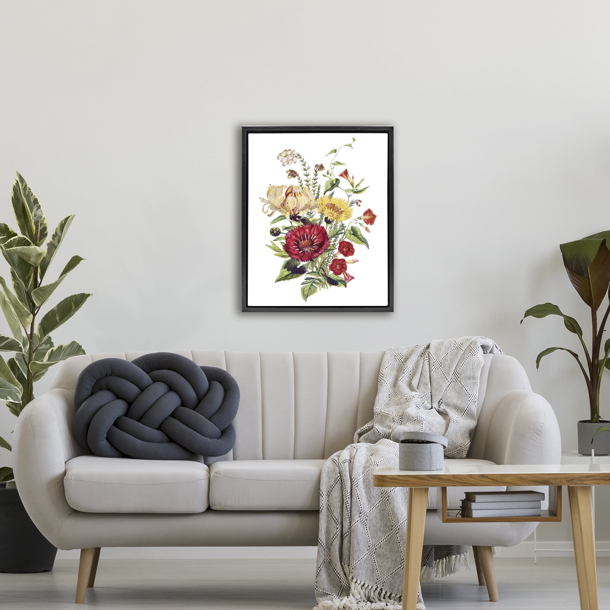 Bundle Of Wild Florals Black Framed Floater Canvas Wall Art, design by Lettered and Lined