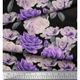 thumbnail image 2 of Soimoi Tissu en Voile de Coton Imprimé Feuilles & Roses Tissu de Couture Yard 56 Pouces de Large, 2 of 3