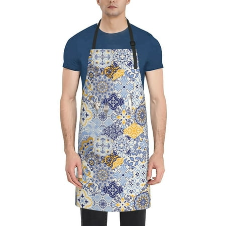 

Vsdgher Colorful Mandalas Waterproof Apron with 2 Pockets Kitchen Chef Aprons Bibs for Grooming Cooking Baking Painting Gardening